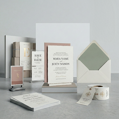 Gold foil embossed wedding invitation